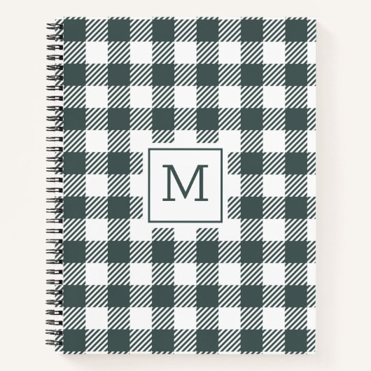 Personalized Green Gingham Plaid Monogram  Notitieboek (Voorkant)