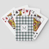 Personalized Green Gingham Plaid Monogram Pokerkaarten (Achterkant)