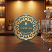 Personalized Green & Gold Mandala "The Smith Hub", Zandsteen Onderzetter