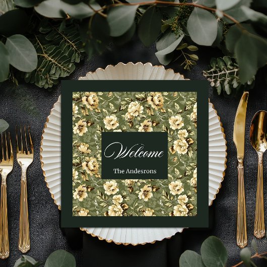 Personalized Green Gold Napkins Modern Elegant Servet