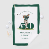 Personalized Green Golf 50th Birthday Golfhanddoek (Insitu)