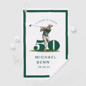 Personalized Green Golf 50th Birthday Golfhanddoek (Insitu)