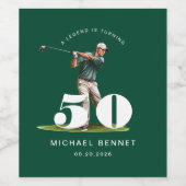 Personalized Green Golf 50th Birthday Wijn Etiket (Enkel label)