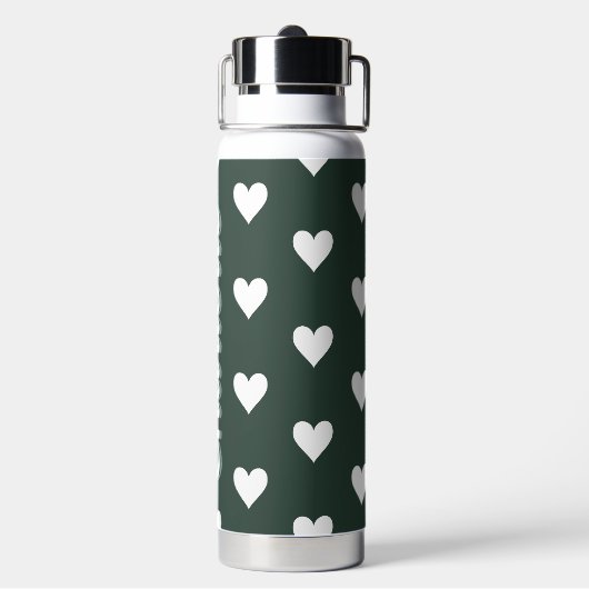 Personalized Green Heart Pattern Waterfles (Achterkant)