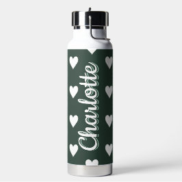Personalized Green Heart Pattern Waterfles