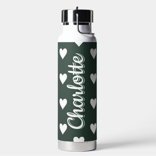 Personalized Green Heart Pattern Waterfles (Links)