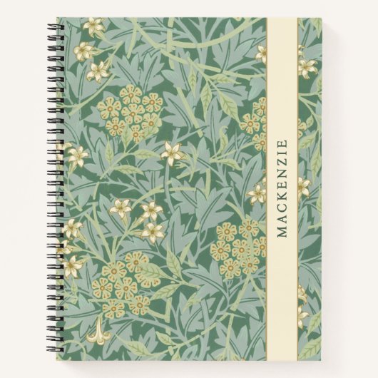 Personalized Green Jasmine Floral Pattern Notitieboek (Voorkant)