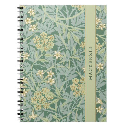 Personalized Green Jasmine Floral Pattern Notitieboek (Voorkant)