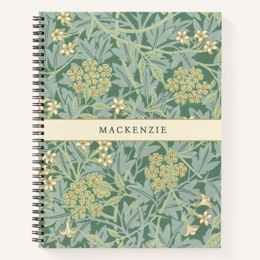Personalized Green Jasmine Floral Pattern Notitieboek (Voorkant)