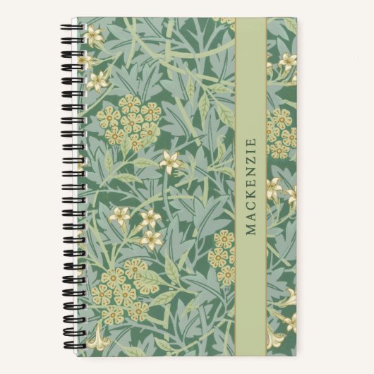 Personalized Green Jasmine Floral Pattern Notitieboek (Voorkant)