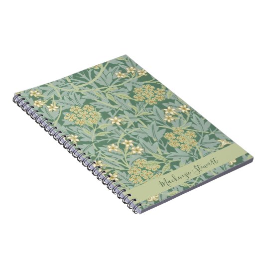 Personalized Green Jasmine Floral Pattern Notitieboek (Rechterzijde)