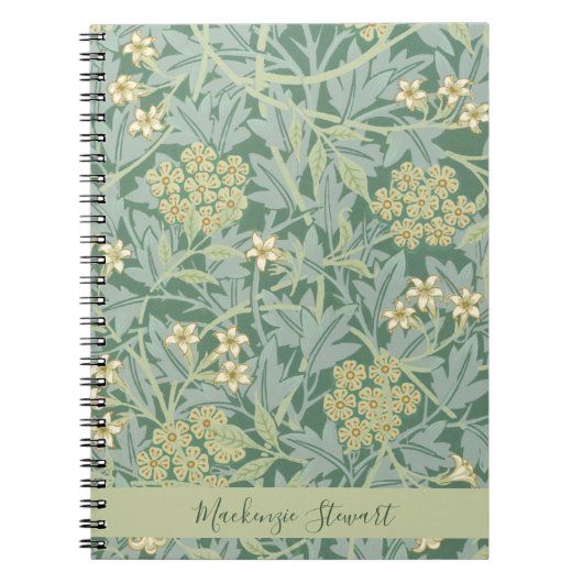 Personalized Green Jasmine Floral Pattern Notitieboek (Voorkant)
