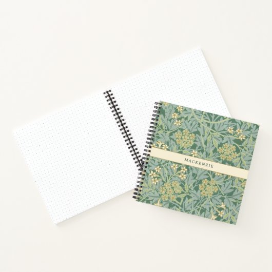Personalized Green Jasmine Floral Pattern Notitieboek (Binnen)