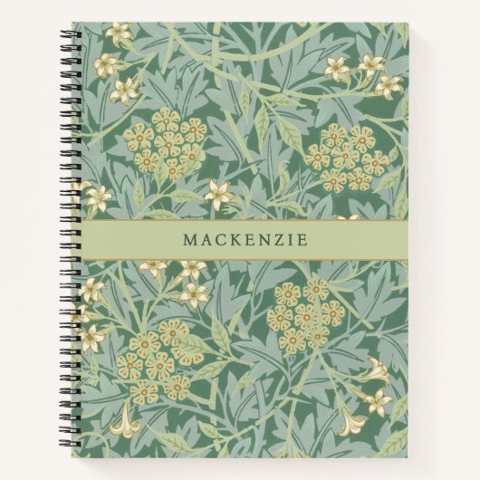 Personalized Green Jasmine Floral Pattern Notitieboek (Voorkant)