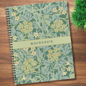 Personalized Green Jasmine Floral Pattern Notitieboek