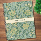 Personalized Green Jasmine Floral Pattern Notitieboek