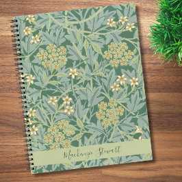 Personalized Green Jasmine Floral Pattern Notitieboek