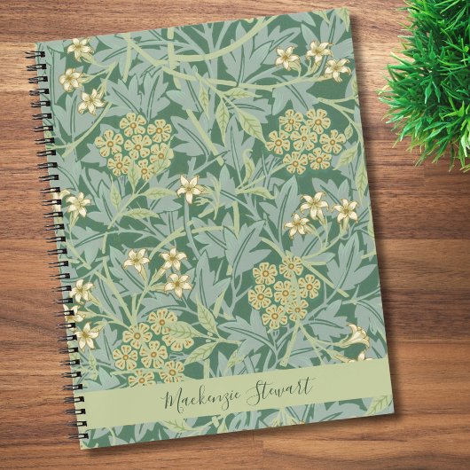 Personalized Green Jasmine Floral Pattern Notitieboek