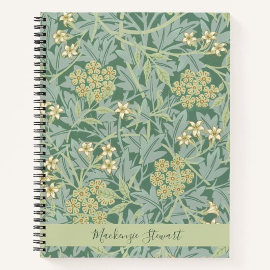 Personalized Green Jasmine Floral Pattern Notitieboek (Voorkant)