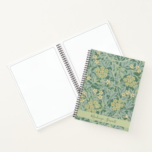 Personalized Green Jasmine Floral Pattern Notitieboek (Binnen)