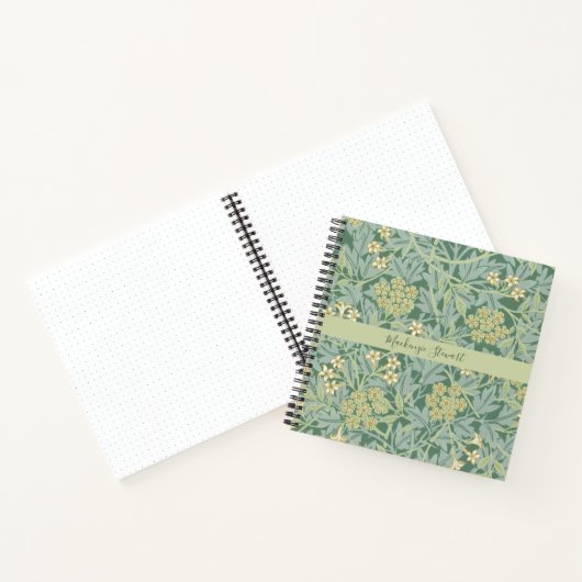 Personalized Green Jasmine Floral Pattern Notitieboek (Binnen)