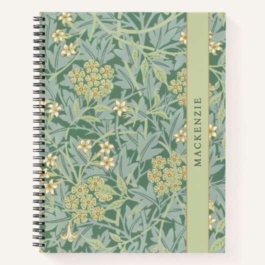 Personalized Green Jasmine Floral Pattern Notitieboek (Voorkant)
