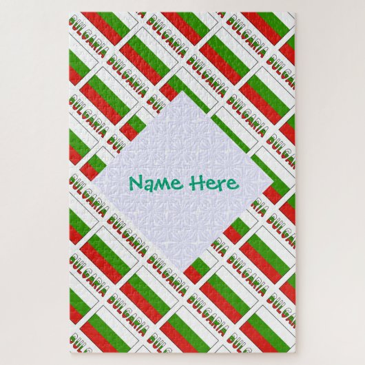Personalized Green Name Bulgaria Flag Tiled Legpuzzel (Verticaal)