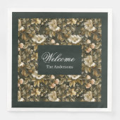 Personalized Green Napkins Botanical Pastel Vibe Servet (Voorkant)