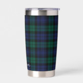 Personalized Green Plaid Checkered Rustic Tartan Geïsoleerde Drinkbeker (Links)