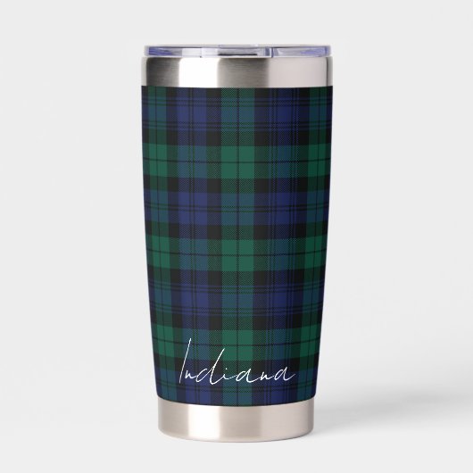 Personalized Green Plaid Checkered Rustic Tartan Geïsoleerde Drinkbeker (Voorkant)