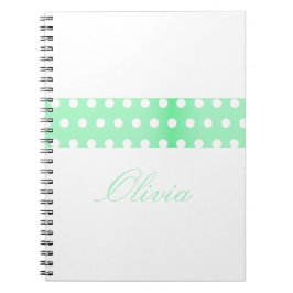 Personalized Green Poka Dots Notitieboek
