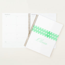 Personalized Green Poka Dots Planner