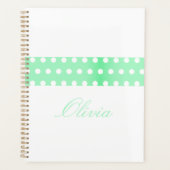 Personalized Green Poka Dots Planner (Voorkant)