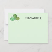 Personalized Green Shamrock Irish Family Name Notitiekaartje (Voorkant)