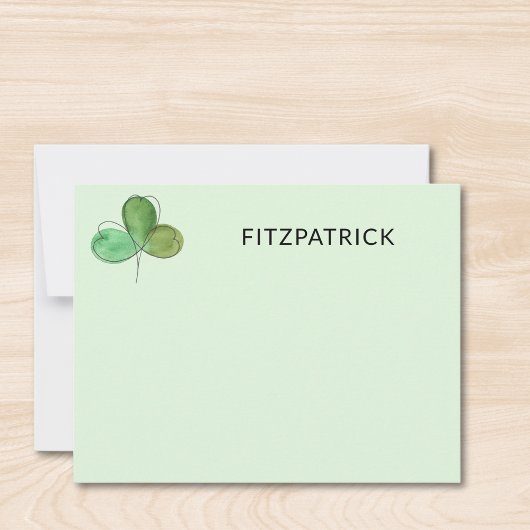 Personalized Green Shamrock Irish Family Name Notitiekaartje