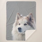 Personalized Grey Dog Photo Blanket Sherpa Deken (Voorkant)
