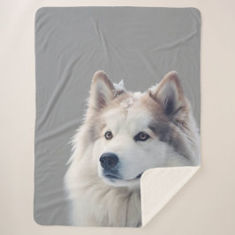Personalized Grey Dog Photo Blanket Sherpa Deken