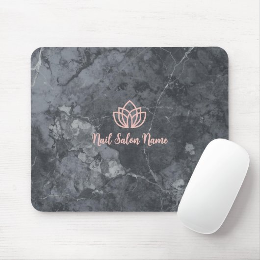 Personalized Grey Marbel Nail Studio Branding Muismat (Met muis)