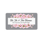 Personalized Grey & Pink Cherry Blossom Wedding  Etiket (Voorkant)