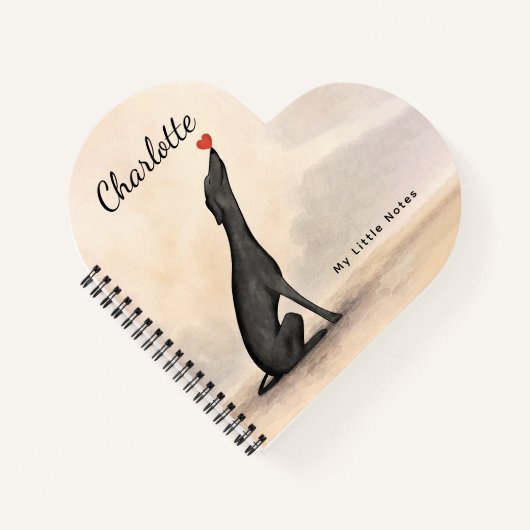 Personalized Greyhound Notebook with Heart Notitieboek (Voorkant)