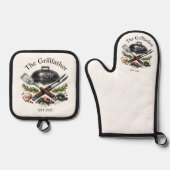 Personalized Grillfather Monogram Ovenwant & Pannenlap Set (Voorkant)