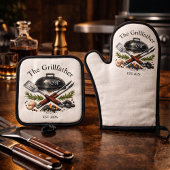 Personalized Grillfather Monogram Ovenwant & Pannenlap Set