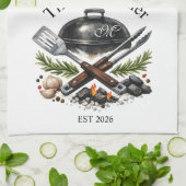 Personalized Grillfather Monogram Theedoek (Gevouwen)