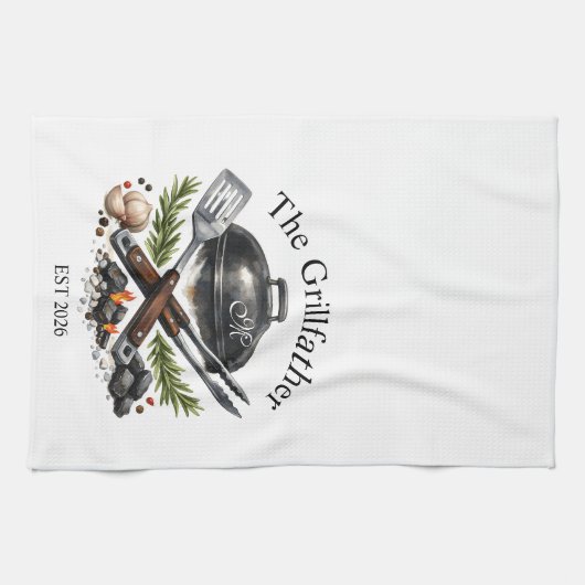 Personalized Grillfather Monogram Theedoek (Horizontaal)