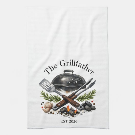 Personalized Grillfather Monogram Theedoek (Verticaal)