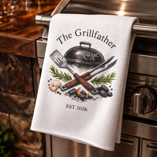 Personalized Grillfather Monogram Theedoek