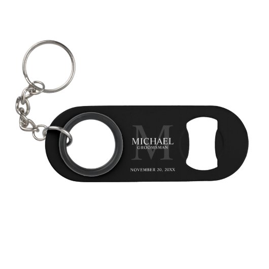 Personalized Groomsman's Monogram and Name Mini Flessenopener (Voorkant (Horizontaal))