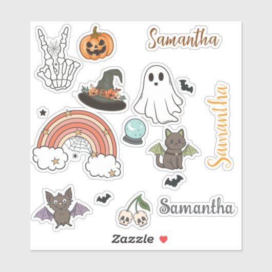 Personalized Groovy Halloween Fun Set  Sticker (Vel)
