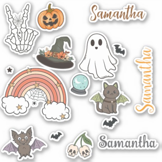 Personalized Groovy Halloween Fun Set  Sticker (Voorkant)