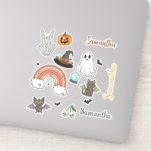 Personalized Groovy Halloween Fun Set Sticker (Detail)